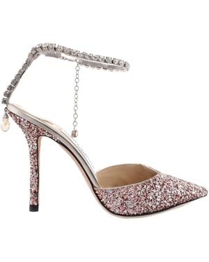 Jimmy Choo Saeda 100 Coarse Glitter Court Shoes, Brand Size 34.5 Us - Multicolour