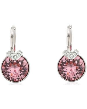 Swarovski Bella Rhodium Plated V Drop Earrings - Pink