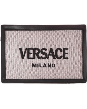 Versace Milano Raffia Clutch Bag - Metallic