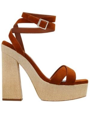 Jimmy Choo Gaia 140 Raffia Platform Sandals, Brand Size 39.5 Us - Brown