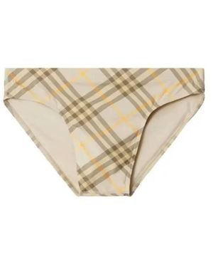 Burberry Check Stretch Nylon Swim Briefs - Natural