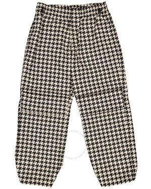 Burberry Workwear Houndstooth-Pattern Elasticated-Waist Trousers - Black
