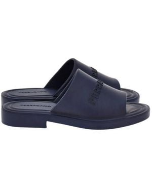Ferragamo Giuneva Logo Embossed Slides - Blue