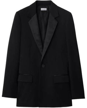 Burberry Grain De Poudre Wool Blazer Jacket, Brand Size 4 Us - Black