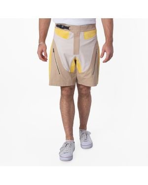 Bally Patched Panelled Buckle Cotton Shorts, Brand Size 48 (Waist - Yellow