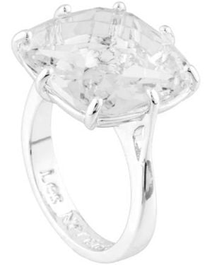 Les Nereides La Diamantine Square Crystal Stone Solitaire Ring - White
