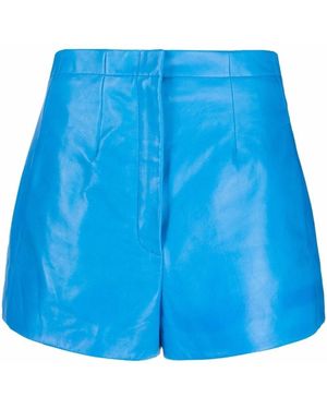 Ferragamo Leather-Trousers - Blue