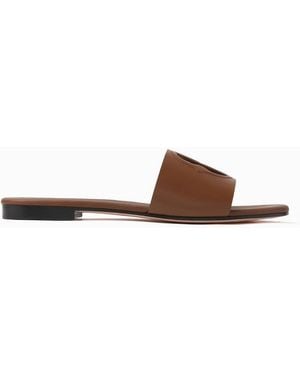 Bally Goldie Logo Embossed Leather Sandals, Brand Size 42 Us - Brown