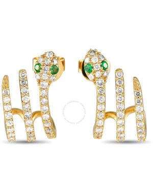 LB Exclusive 14K 0.90Ct Diamond And Emerald Serpent Earrings Er208505 Y - Metallic