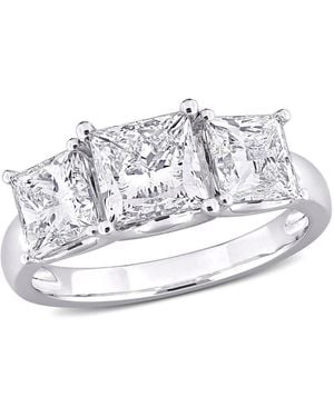 Created Forever 3 1/2Ct Tw Princess-Cut Lab-Grown Diamond 3-Stone Engagement Ring - White