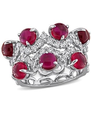 Created Forever 4Ct Tgw Created Ruby And 1 1/3Ct Tw Lab-Grown Diamond Semi-Eternity Ring - Pink