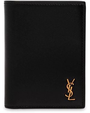 Saint Laurent Tiny Cassandre Single-Fold Wallet - Black
