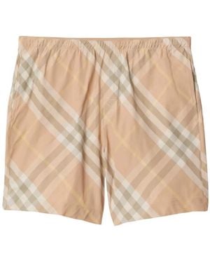Burberry Check Pattern Swim Shorts - Natural