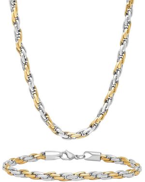 Robert Alton Stainless Steel Singapore Link With Finish Jewellery Set - Metallic