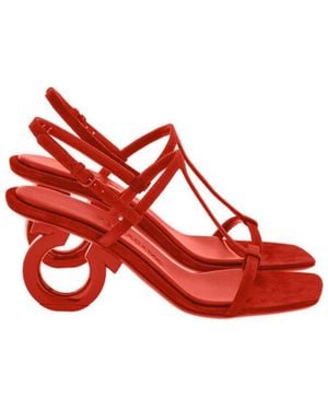 Ferragamo Elina Gancini Heel Sandals - Red