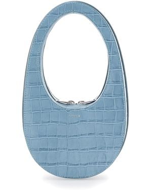 Coperni Swipe Mini Handbag With Logo Lettering On The Front And Crocodile-Embossed Effect - Blue