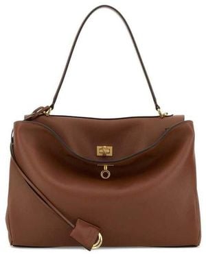 Balenciaga Caramel Leather Medium Rodeo Handbag New Tan T Domesticated Calf Le Borse A Mano - Brown