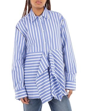 JW Anderson Peplum Drape Striped Shirt, Brand Size 10 (Us - Blue