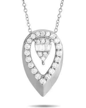 LB Exclusive 14K 0.30Ct Diamond Teardrop Necklace Pn15406 W - Metallic