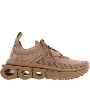 Ferragamo Ferragamo Nima Technical Knit Running Sneakers, Size 7 - Brown