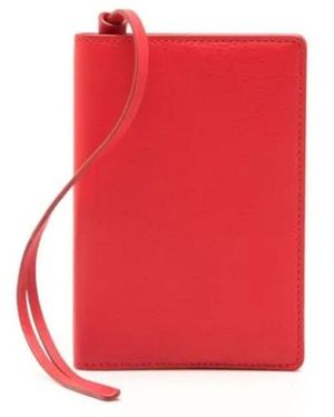 Ferragamo Logo Stamp Leather Passport Holder - Red