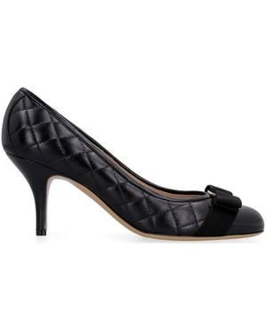 Ferragamo Salvatore Carla Quilted Leather Pump - Black