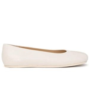 MM6 by Maison Margiela Stitch-Out Leather Ballet Flats - Natural