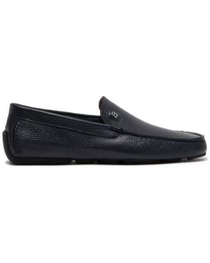 Bally Wander Grained Leather Loafers, Brand Size 4.5 Us - Blue