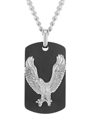 Robert Alton Stainless Steel Finish Eagle Dog Tag Pendant - Metallic