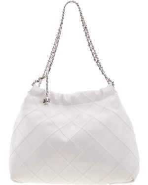 Tory Burch Fleming Soft Distressed Crinkled Napa Hobo Bag - Grey