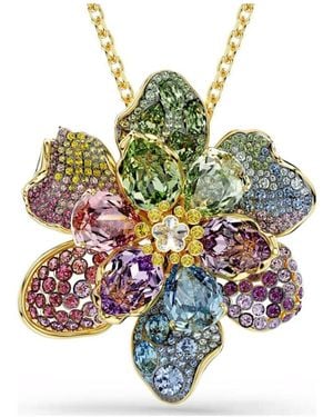 Swarovski Idyllia Flower Pendant And Brooch - Green