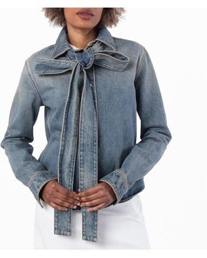 Loewe Washed Cotton Denim Bow Shirt, Brand Size 38 Us - Blue