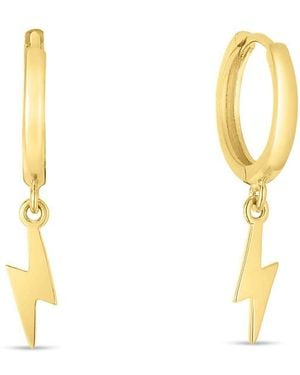 Kylie Harper Ladies 14K Petite Dangling Lightning Bolt Huggy Hoop Earrings - Metallic