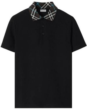 Burberry Short Sleeve Cotton Polo Shirt - Black