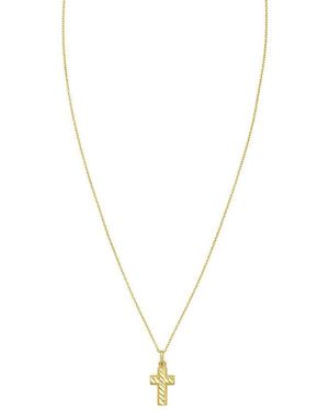 Tresorra 14K Diamond-Cut Cross Necklace - Metallic