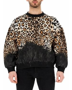 Roberto Cavalli Leopard Print Cotton Sweatshirt - Black
