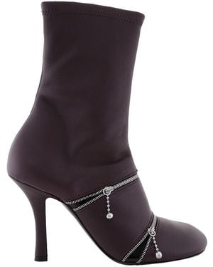 Burberry Peep 100Mm Leather Boots, Brand Size 39 Us - Brown