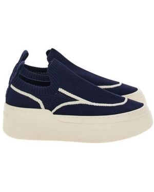 Ferragamo Diana Technical Knit Slip-On Platform Sneakers - Blue