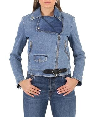 Roberto Cavalli Ladies Cotton Denim Lucky Symbols Jacket, Brand Size 38 (Us - Blue