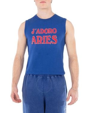 Aries Jadoro Graphic Diamante Jersey Vest - Blue