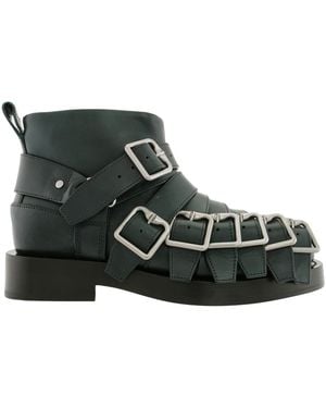 Burberry Multi-Straps Leather Boots, Brand Size 37 (Us - Green