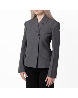 Ferragamo Double Breasted Slim-Fit Blazer, Brand Size 46 Us - Grey