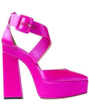 Jimmy Choo Gian 140 Satin Platform Court Shoes, Brand Size 36 Us - Purple