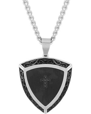 Robert Alton 03 Ctw Stainless Steel And Shield Pendant - Black