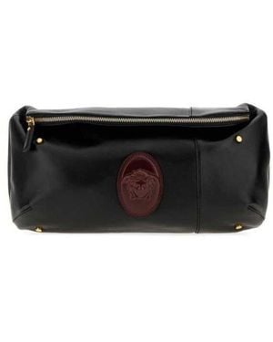 Versace Nappa Leather Lou Belt Bag Blackrosewood Marsupi