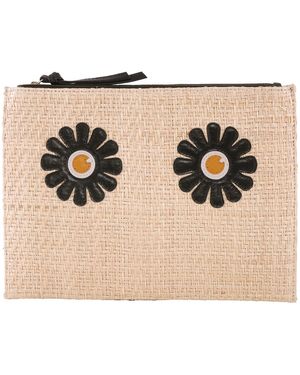 Inoui Edition Woven Daisy Embroidered Pouch - Natural