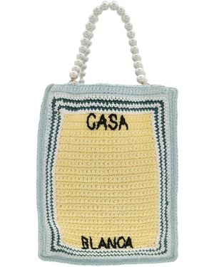 CASABLANCA Crochet Tote Bag With Embroidered Logo - Metallic