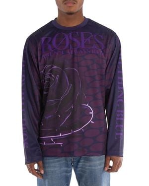 Burberry Rose-Print Long-Sleeve Jumper - Purple