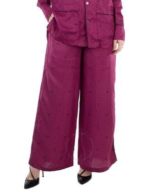 KENZO Graphic-Print Elasticated Waist Pant, Brand Size 38 (Us - Purple