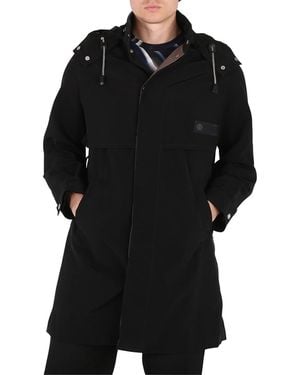 Roberto Cavalli Nylon Hooded Parka, Brand Size 50 (Us - Black